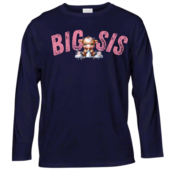 Baby- Sister Long Sleeve Tshirt -Eng-Highland Cow Girl