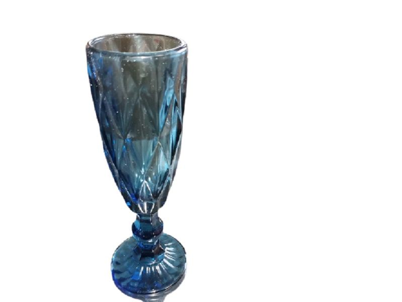 Blue Coloured Crystal Champagne Glasses - Set of 6
