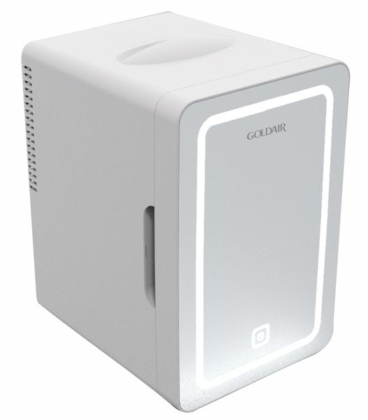Goldair 6LT Compact Beauty Cooler with Mirror &amp; LED Light - WHITE GMR-600