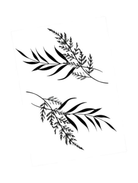 1 Piece - Minimalist Leaf Branch Temporary Tattoo - Black