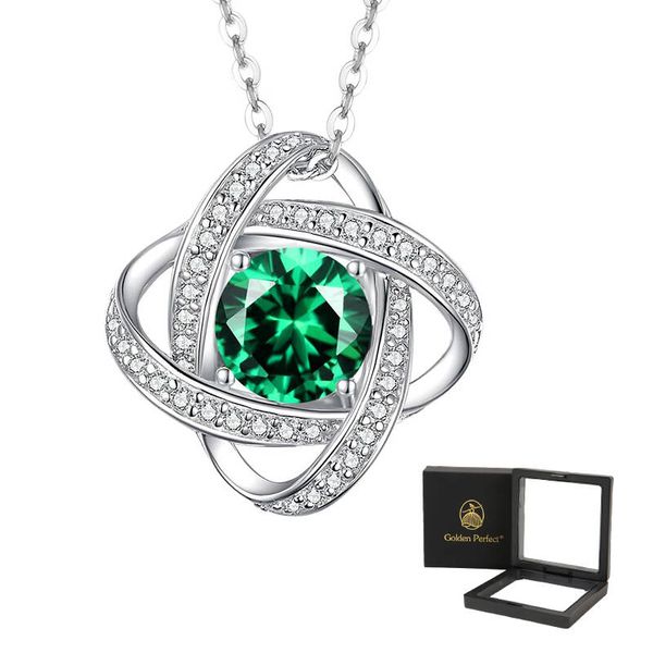 Luxury925 Silver Necklace for Women with Green Zirco