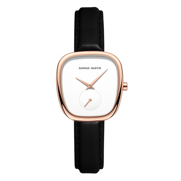 Women's Waterproof Quartz Watch with Stylish Black Leather Strap