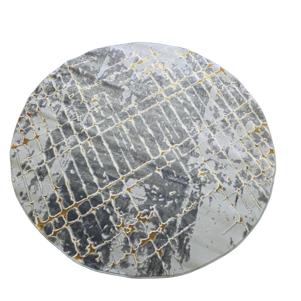 160 x 160cm Round Turkey Multi Grey/Gold Machine Made Rug
