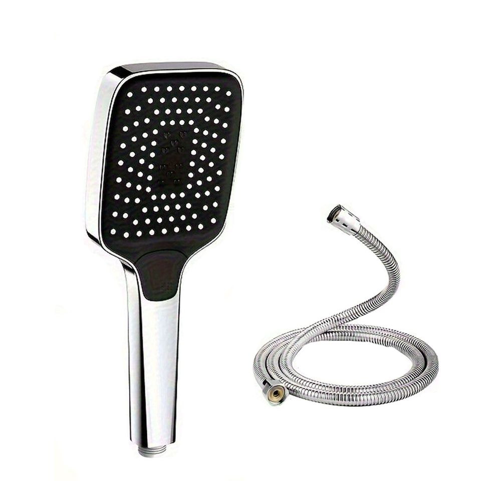 Square High-Pressure Shower Head Set with 3 Modes and Hose