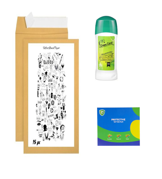 Tattoo Stencil Kit with Paper, Gel &amp; Healing Film - 10 Sheets