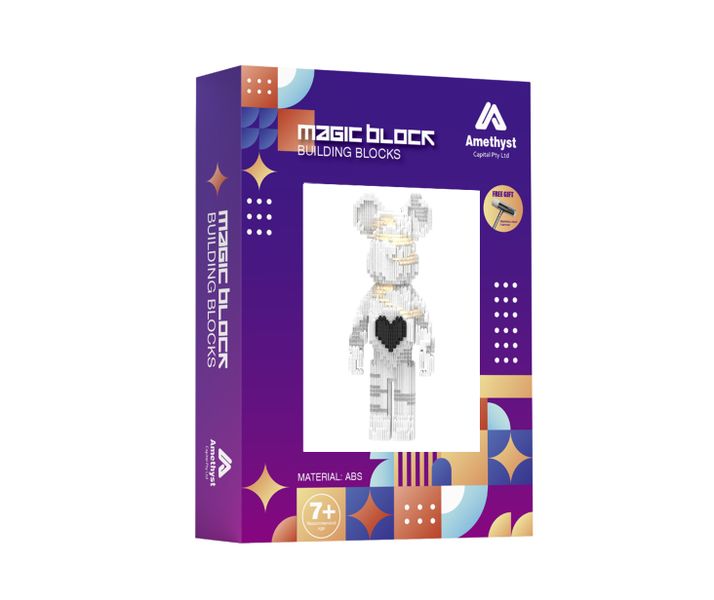 DIY 3D Cartoon Toy Teddy Bear with Heart Magic Building Blocks 1900 Pieces