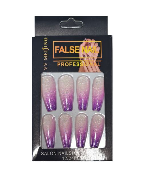 Glitter Ombre Stick On Nails with Glue