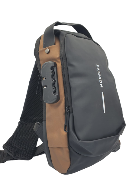 Anti-Theft Sling Bag Black With Brown