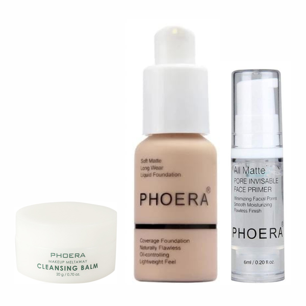 Phoera Makeup Remover, Soft Matt Liquid Foundation and Primer Combo