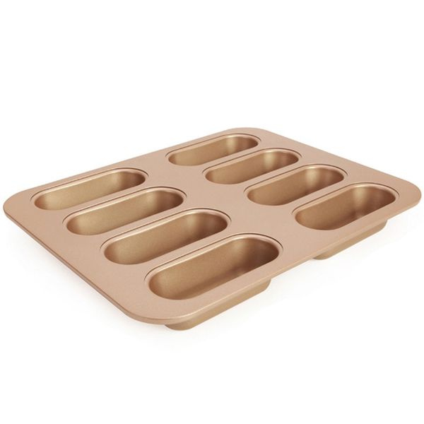 Hot Dog Bun Pan, Baking Pan 8-Cavity Nonstick, Heavy Duty Steel for Bread