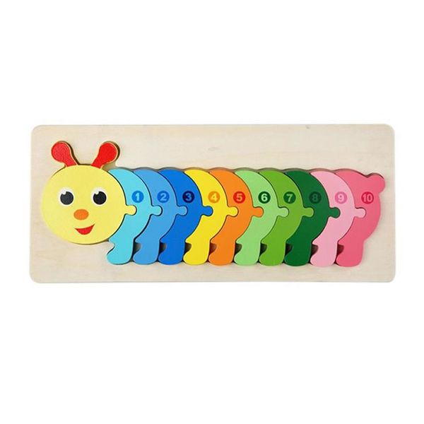 Toddlers 11pcs Three-Dimensional Caterpillar Wooden Puzzle