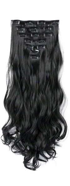 26th Aveune Collection 22 Inch Synthetic Black Wavy Clip Extensions.