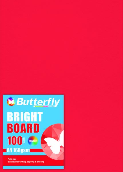 Butterfly A4 Bright Board 100s - Red