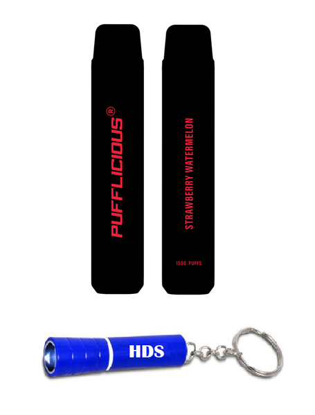 Pufflicious 1500 Puff Vape - Strawberry Watermelon with HDS Branded Keyring