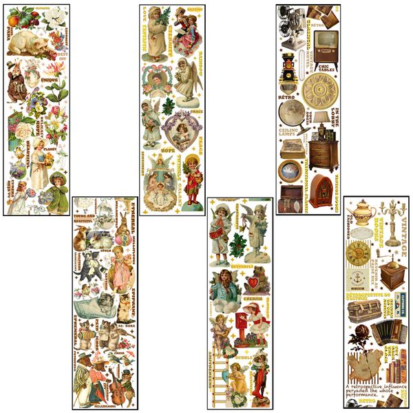 Craft Stationery Vintage Scrapbooking Sticker Sheet Set of 6(38cm)