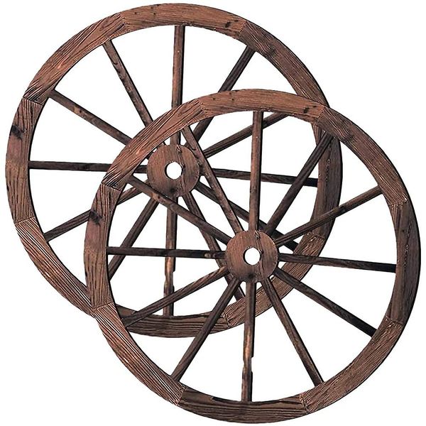 Decor Garden Wagon Wheel Decor Wooden 2 Piece (30cm)