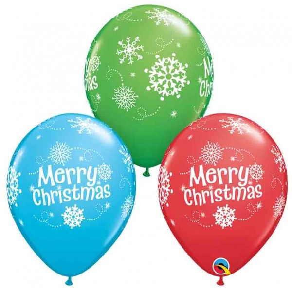 11 Inch Latex Merry Christmas Snowflakes