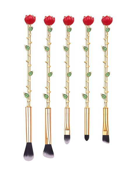 Rose Makeup Brush Set,5-Piece Gold Wand Brushes Gift for Valentine,Festival