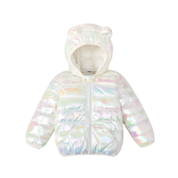 White Toddler Childlike 3D Ear Design Winter Coat