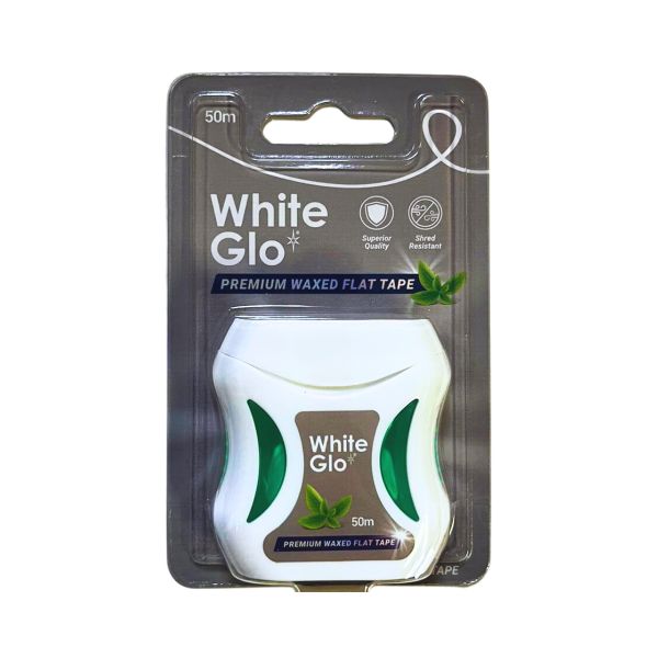 White Glo Premium Flat Tape Dental Floss Mint 50m