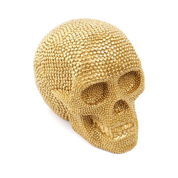Golden Skull Head Carving Ornament Resin Skeleton Decoration Figurine