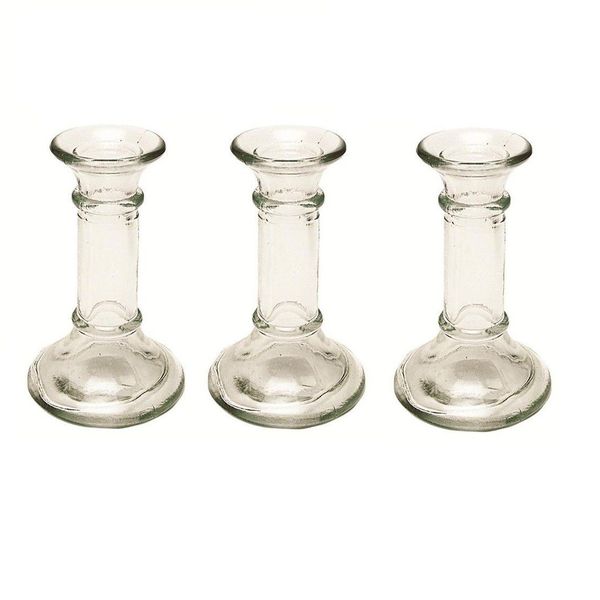 Clear Glass Candle Holder - 13,5cm (Set of 3)