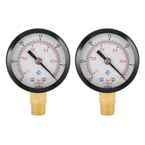 0 - -30Inhg 0 - -1Bar Mini Dial Luftdruckpruefer Schwarz