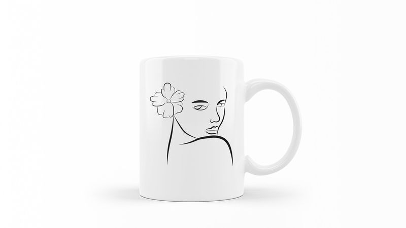 Designer Line Art Coffee Mug - Beauty 11
