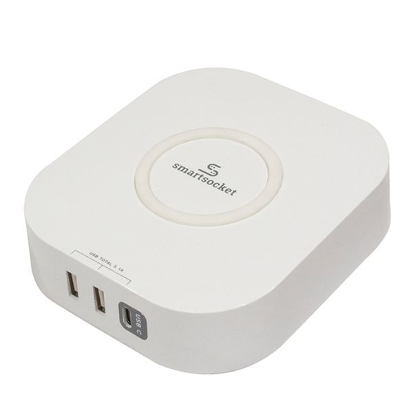 Smartsocket Compact USB Charging Hub With 10w Wireless Charging - White