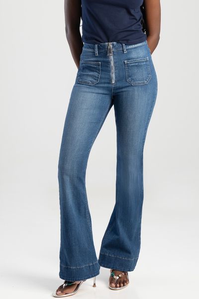 Sissy Boy: Ingrid High Waist Flare With an Exposed Front Zip
