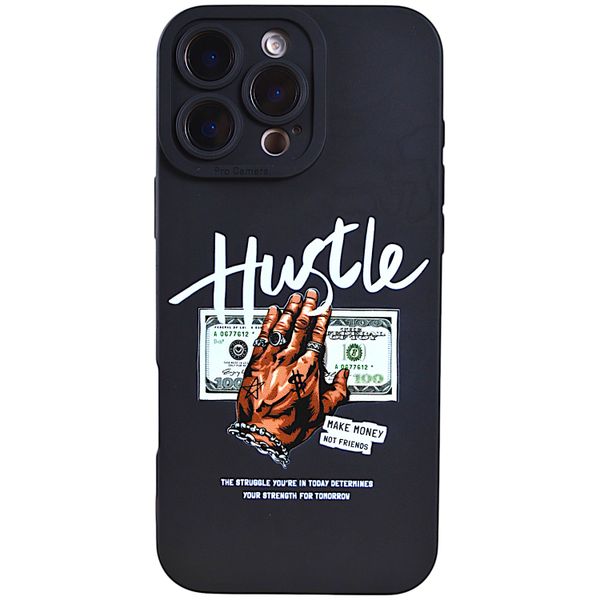 Phone Case with Hustle Print &amp; Pro Camera - Iphone 14 Pro Max - Black