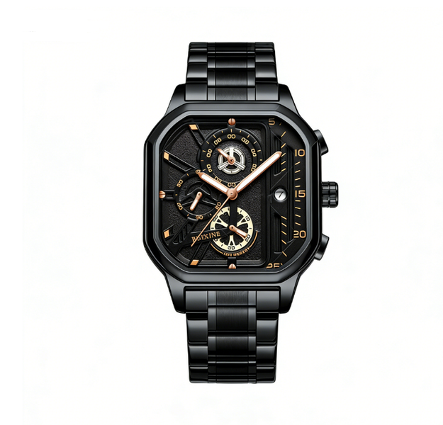 RUIXINE Men'S Watch With Three Dials Six Hands Exquisite Openwork Design