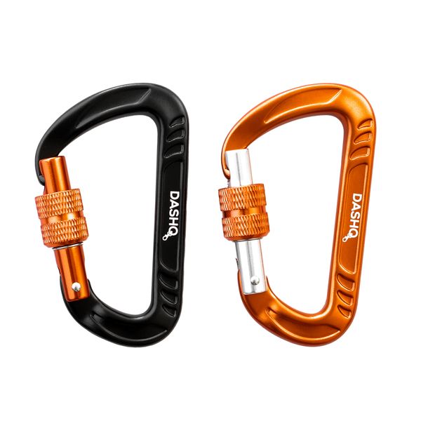 DashQ - Set of 2 Heavy Duty 12kN Locking Carabiner Clips