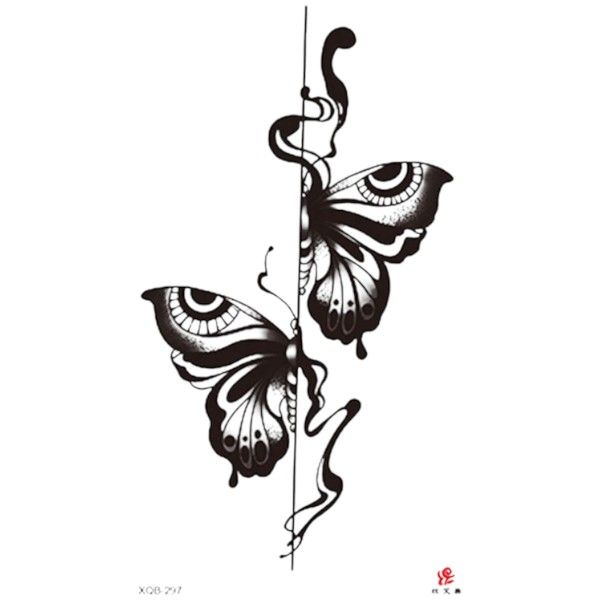 1 Piece - Midnight Flutter Butterfly Temporary Tattoo - Black