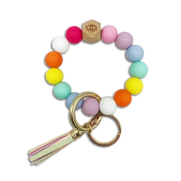 Silicone Keychain Wristlet/Tassel Bangle Key Rin image