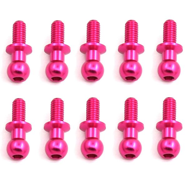10Pcs M3 Metal Hex Ball Head Screws for TT01 TT02,Pink