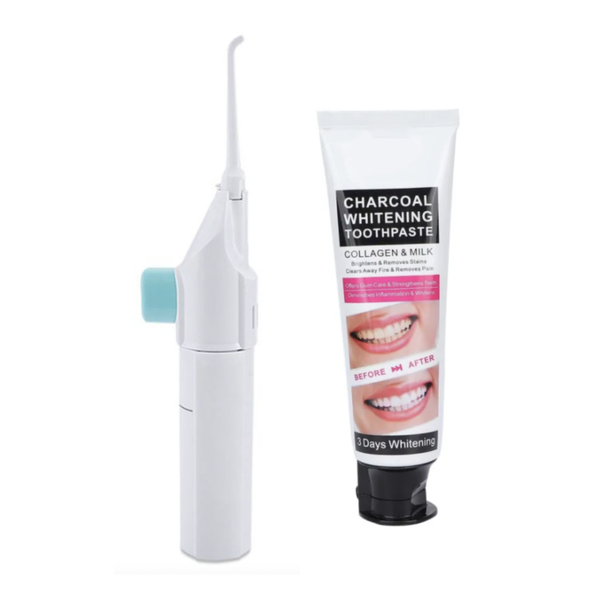 Cordless High Water Pressure Flosser with Charcoal Whitening Toothpaste
