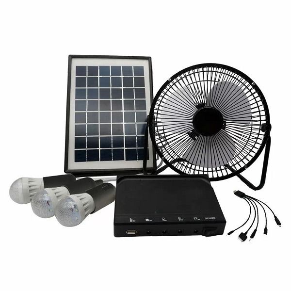 8 12V Solar Dc Fan With 3 LED Bulbs