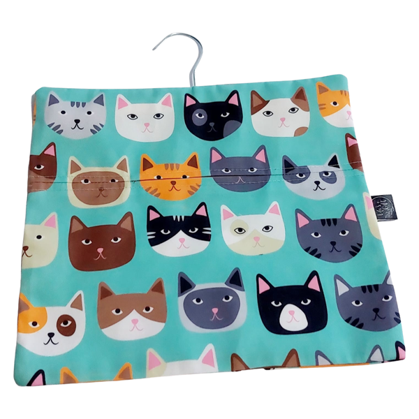 Blue Washing Pegs Bag with Cats Faces