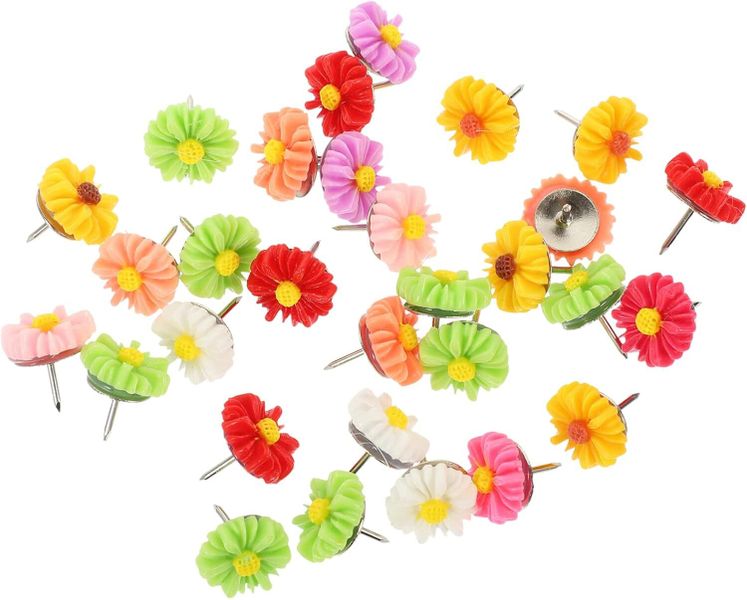 60pcs Colorful Daisy Push Pins Multi-Function Thumbtacks for Cork Boards