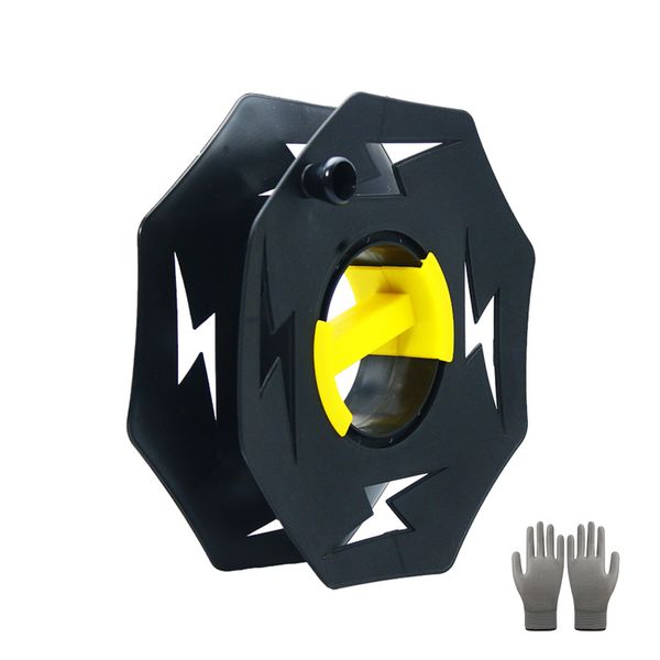 Electric Cord Storage Reel With Center Spin Handle &amp; PU Coated Gloves