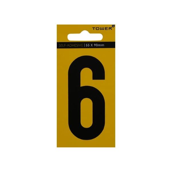 Number 6 Adhesive Sign 55 x 90mm