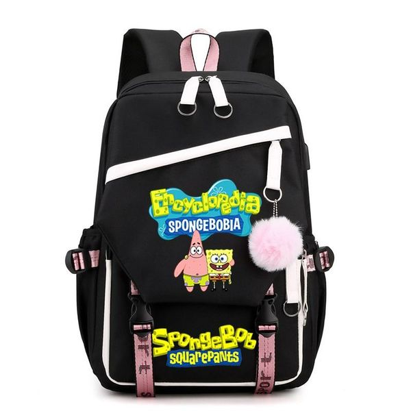 Student Backpack SpongeBob Patric Star Cute Canvas Schoolbag