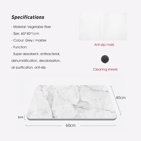 30*40cm Bath Mat Bathroom Diatomite Earth Super Absorbent Mat Fast