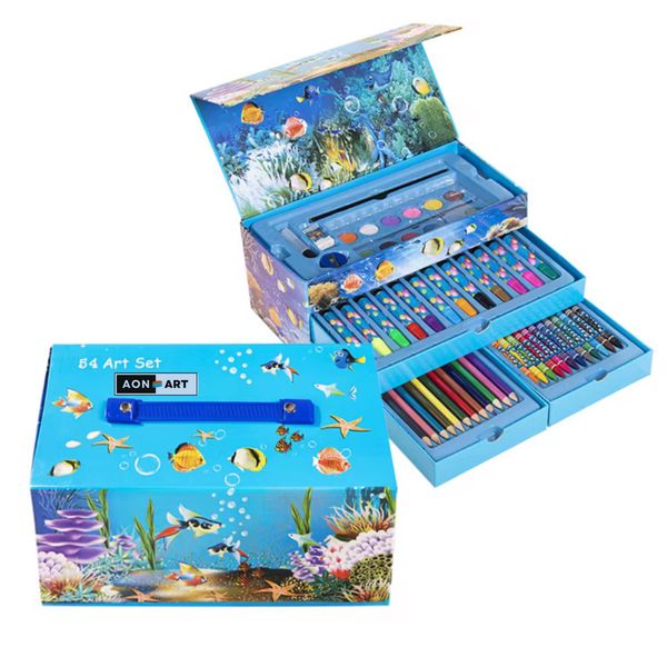 AON-ART 54pc Art Set with Carry Case - Stationery Set - Painting Kit