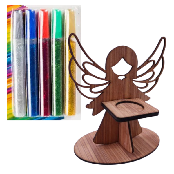 Christmas Angel Candle Holder- Holiday Activity Craft Kit &amp; Glitter Glue