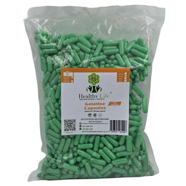 Healthy Life- Mint Green Empty GELATIN Capsules Size 0- 1000 Pack
