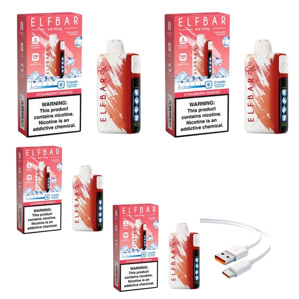 Elfbar Ice King 25k Strwberry Berries+DiscoVape Charging Cable (Pack of 4)
