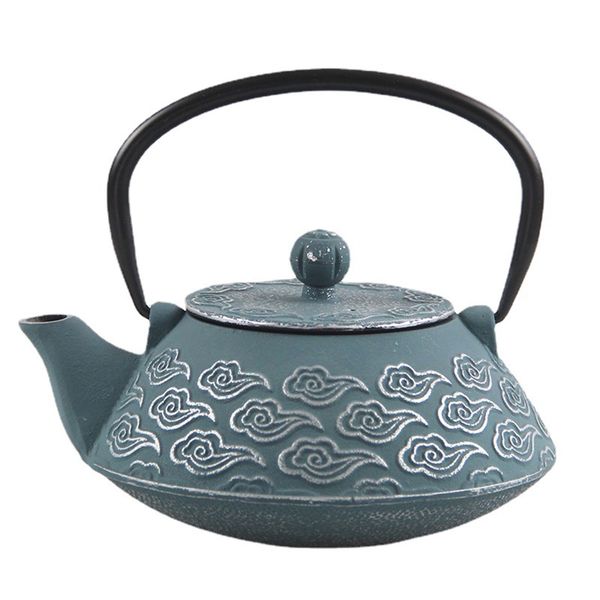 800ml Cast Iron Vintage Teapot with Handle and Tea Strainer Luck pattern