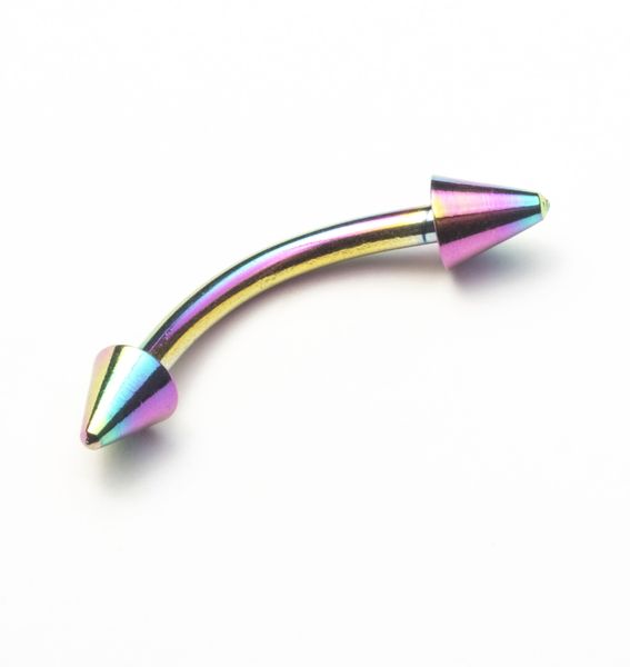 Fabulae Anodised Cone Body Piercing Jewellery, Rainbow